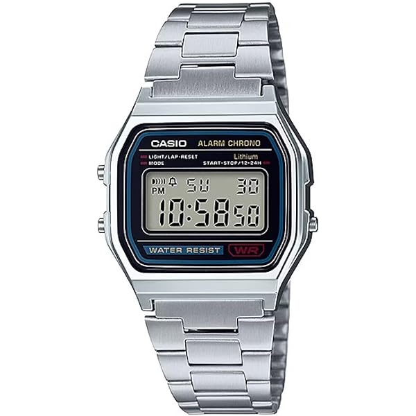 Casio A158 Classic Stainless Steel Watch with 10-Year Battery