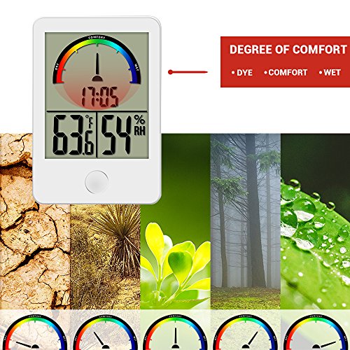 Dr. Prepare Digital Hygrometer Indoor/Outdoor Thermometer and Temperature Humidity Monitor Gauge with Clock for Reptiles, Incubator, Home, Office, Greenhouse, and Basement