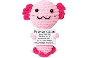 WEZADUK Positive Crochet Axolotl Gifts for Her Women Teens, Mini Handmade Emotional Support Axolotl Plush with Encouraging Card, Motivational Christmas Birthday Gifts