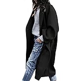 CHARTOU Women's Oversized Notched Collar Wool Blend Single Breast Midi Long Trench Coat