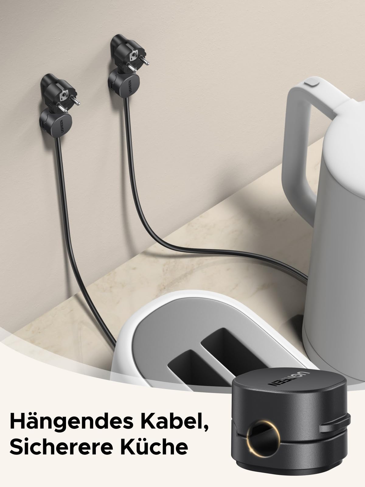 UGREEN 6 Stück Kabelhalter Kabelclips, Magnetische Selbstklebende Kabel Organizer, Einhandbedienung, Kabelmanagement für USB Ladekabel Netzkabel Audiokabel, Kompatibel mit Kabel bis zu 7,5 mm 4