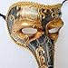 Venetian Masquerade Resin Mask Mens Long Nose Beak Music Note Mardi Gras Carnival (Black)