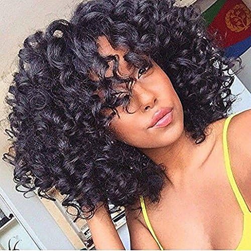 TALANG HAIR Synthetic Heat Resistant Fiber Hair Short Curly Wigs for Black Women with a Free Cap