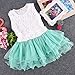 Kids Girls Princess Party Rose Flower Lace Ruffled Layered Tutu Skirt Dress 2-7y (6-7 Years, Geen)