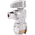 SharkBite 1/2 x 1/4 Inch Compression Angle Stop Valve, Quarter Turn, Push to Connect Brass Plumbing Fitting, PEX Pipe, Copper, CPVC, PE-RT, HDPE, 23336-0000LF