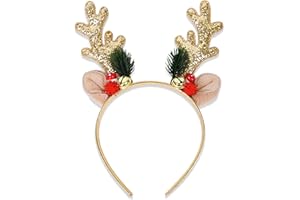 Eostankr Christmas Headband Reindeer Antlers Headbands Cute Gold Hair Bands Christmas Costume Accessories for Women Holiday Party Cosplay