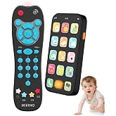 Toy Phone Baby Remote Control Toy Set with Music Light for 6+ Months, Blue | Play Phones TV Remote Control , Early Learning Baby Toys Gift for 1 Year Old Boys Girls Toddler Infant Kids, English/Spanish