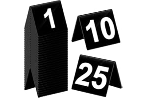 Tuanse Table Numbers 1-25 Acrylic Double Side Numbered Table Tents Plastic Restaurant Wedding Numbers Cards Signs for Party B