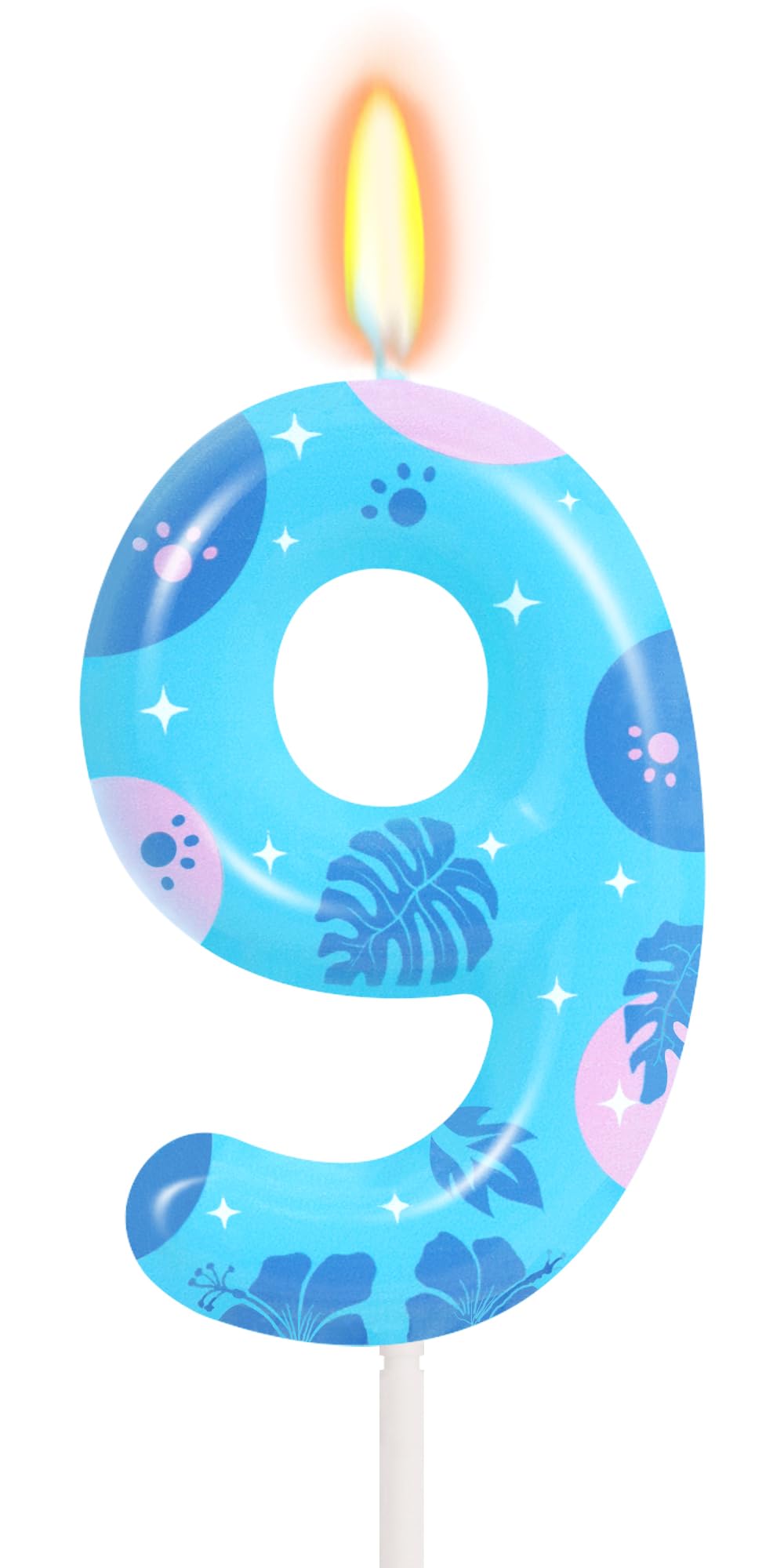 Photo 1 of Boys Girls 9th Birthday Number Candle Anime Cartoon Cake Topper Island Leaves Blue Cartoon Birthday Party Decorations (Number 9)