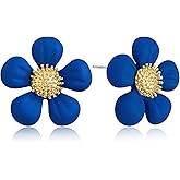 JOONL Exquisite Simulation Small Daisy Three-Dimensional Flower Alloy Stud Earrings Creative Lovely Personalized Five Petal Stamen Flower Stud Earrings for Women Jewelry Gifts