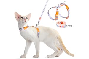 Dooradar Cat Harness and Leash, Escape Proof Adjustable Kitten Vest, Lightweight Soft Pet Straps, Easy Wearing for Small Medium Kitty Safe Walking Travel Control, White, S
