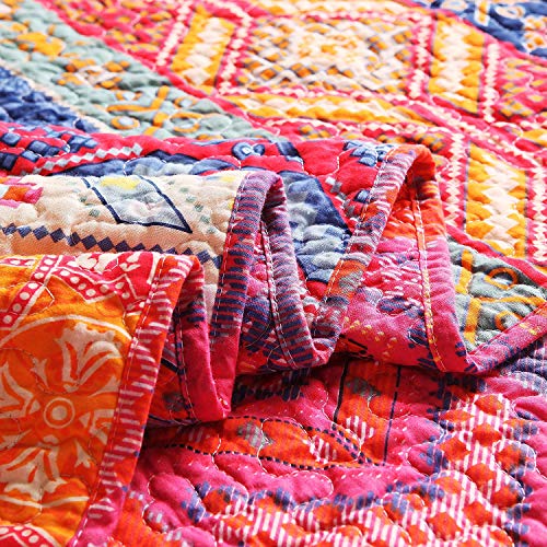 Exclusivo Mezcla Cotton Boho Quilted Throw Blanket for Couch Sofa