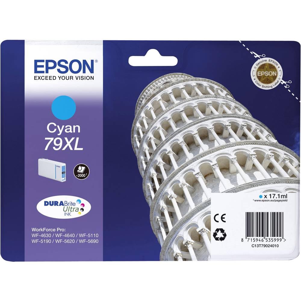 Epson 79XL Leaning Of Pisa Cyan Genuine, XL High Yield Ink Cartridge DuraBrite Ultra — image 1