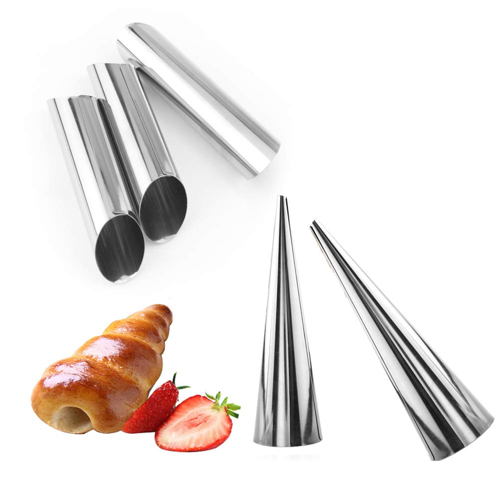 15 Pcs Stainless Steel Cannoli Tubes Set,Non-stick Cone Cream Horn Molds and Diagonal Shaped Cannoli Forms for DIY Baking Waffle Cone Pastry Roll Molds