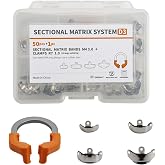 Dental Sectional Matrix Bands System D3 Interproximal Sectional Matrix Band | Contoured Tooth Interproximal Sectional for Tooth Interproximal Refill Matrix Bands 50 Pcs+Clamps Rings 1 Pc