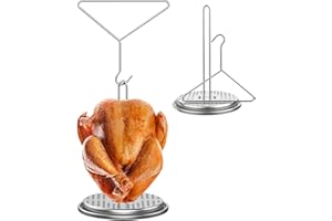 BQMAX Turkey Fryer Stand Kit for Deep Frying Pot, Vertical Roaster Holder Base with Lifter Hook, Chicken Poultry Deep Frying Pan Turkey Fryer Accessories Kit
