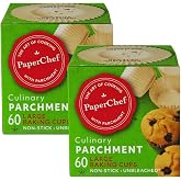 PaperChef Large Parchment Baking Cups Nonstick Release 60 Count 2 Pack | Easy Release, Non-Stick, Unbleached &amp; Compostable &ndash; Perfect for Muffins &amp; Cupcakes