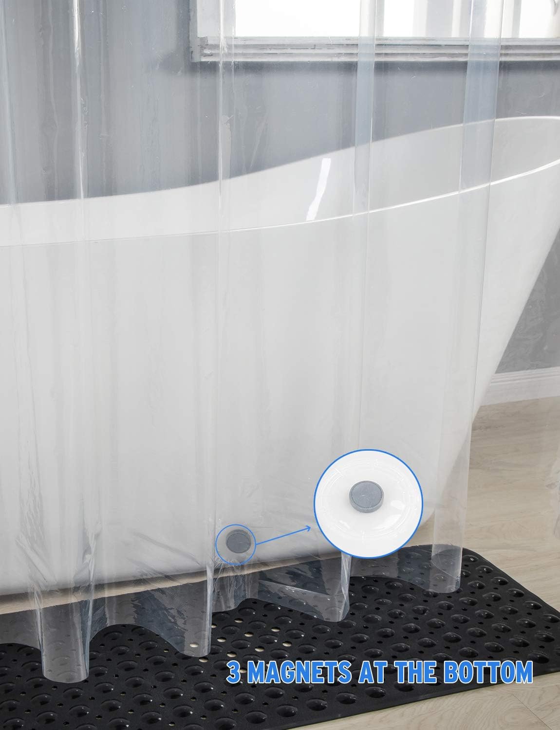 AmazerBath Lightweight Shower Curtain Liner, 72x72 Inches PEVA 3G Shower Curtain Liner with Magnets and 12 Grommet Holes, Waterproof Thin Plastic Liners- Clear: Kitchen & Dining