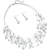 Errally Layered Pearl Beaded Necklaces for Women Multi Layered Pearl Choker Necklace Boho Jewelry for Women Gifts for Mom