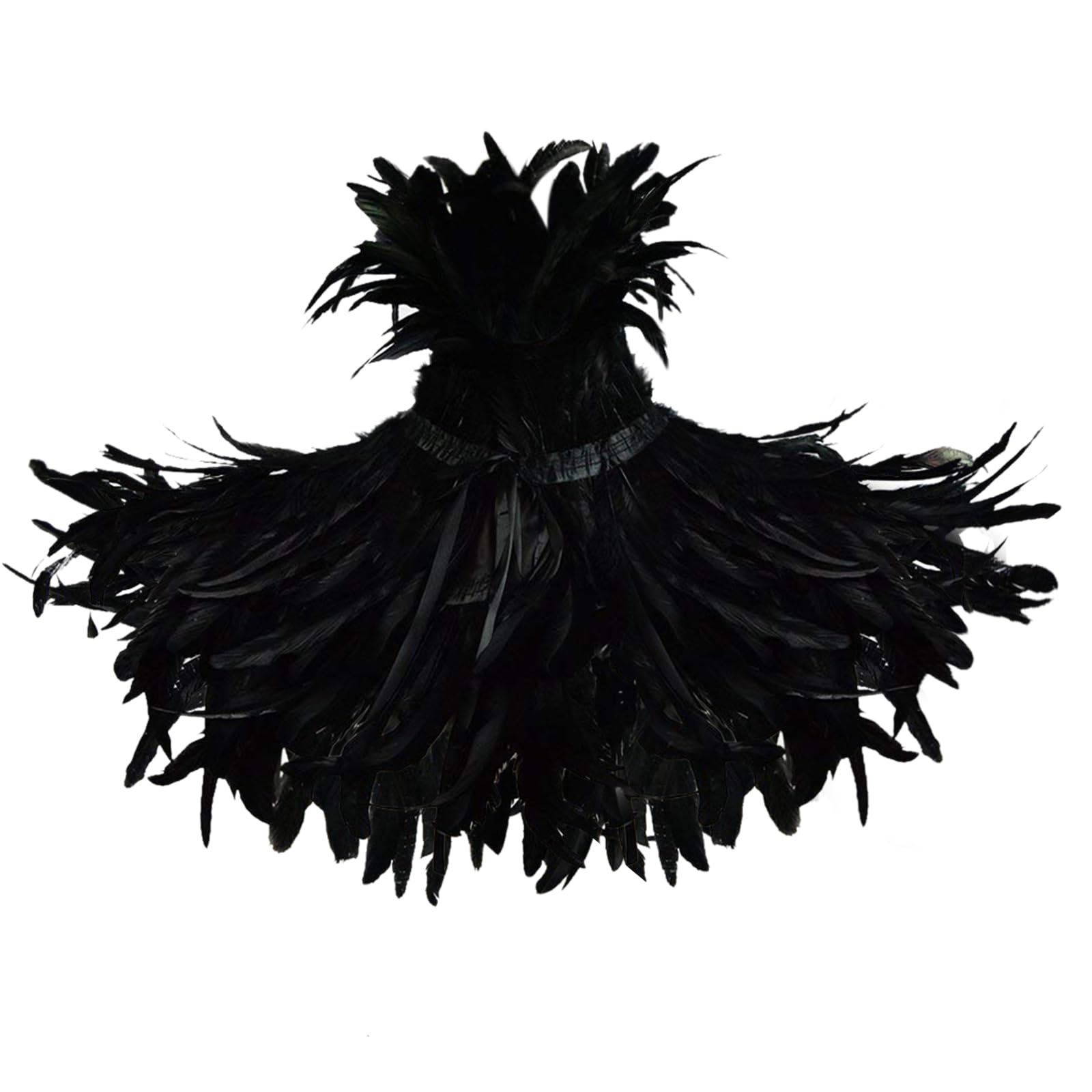 keland Gothic Feather Shrug Cape Shawl Choker Collar Halloween Costume (Black B)(Size: One Size)