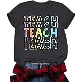 Teacher Shirts for Women Funny Teacher Shirts Vintage Teacher Letter Print Graphic Tshirt Teacher Gifts Top T Shirt