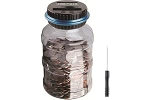 HAONEYS Large Piggy Banks for Adults, Digital Counting Money Jar, 1.8L Capacity Coin Counter Machine with LCD Counter, Change Jars for Saving for Boys, Designed for All US Coins (Blue)