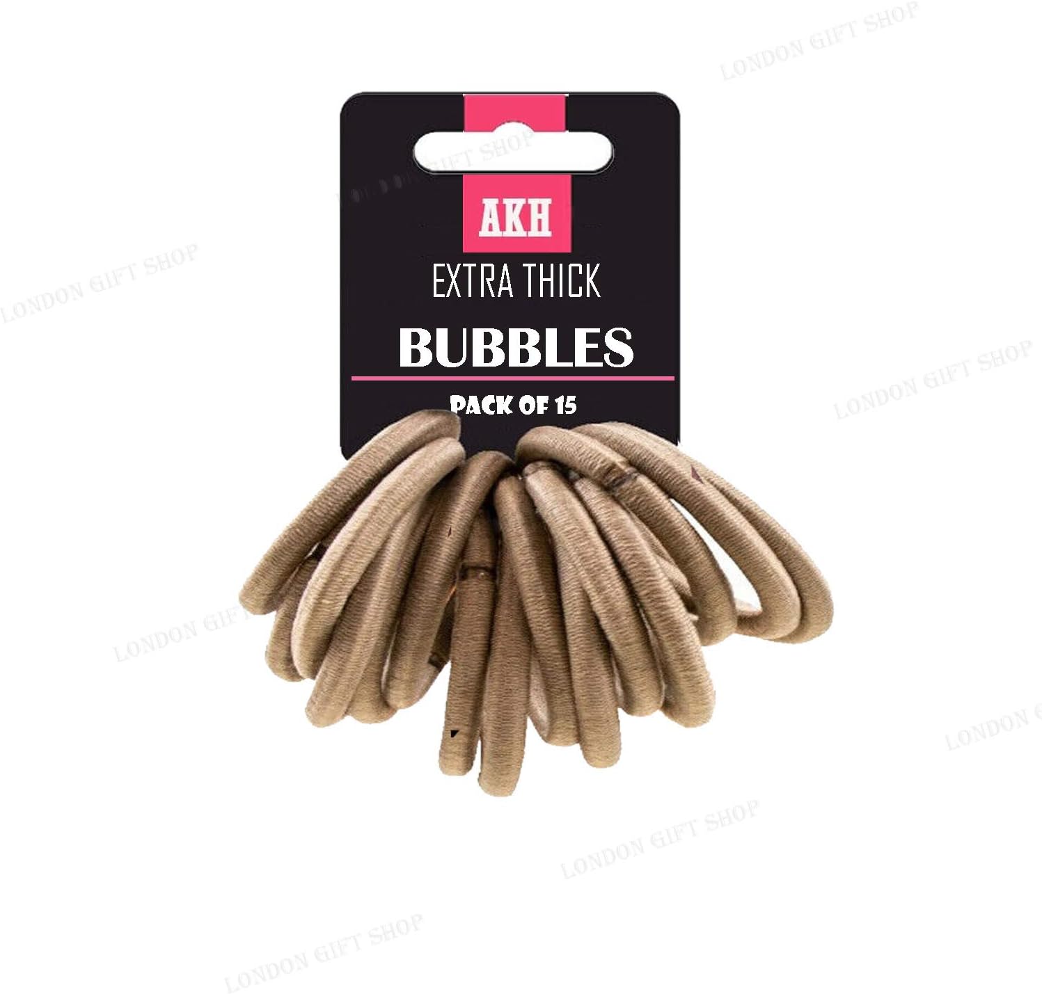 AKH® Set of 15 LIGHT BROWN Thick Snag Free Endless Hair Elastics Bobbles Hair Bands, Brown,Black, 15 Count (Pack of 1) - Image 5