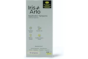 Iris + Arlo Organic Tampons, 100% Cotton, Glossed Cardboard Applicator | Regular Tampons for Women + all Menstruators (16 Cou