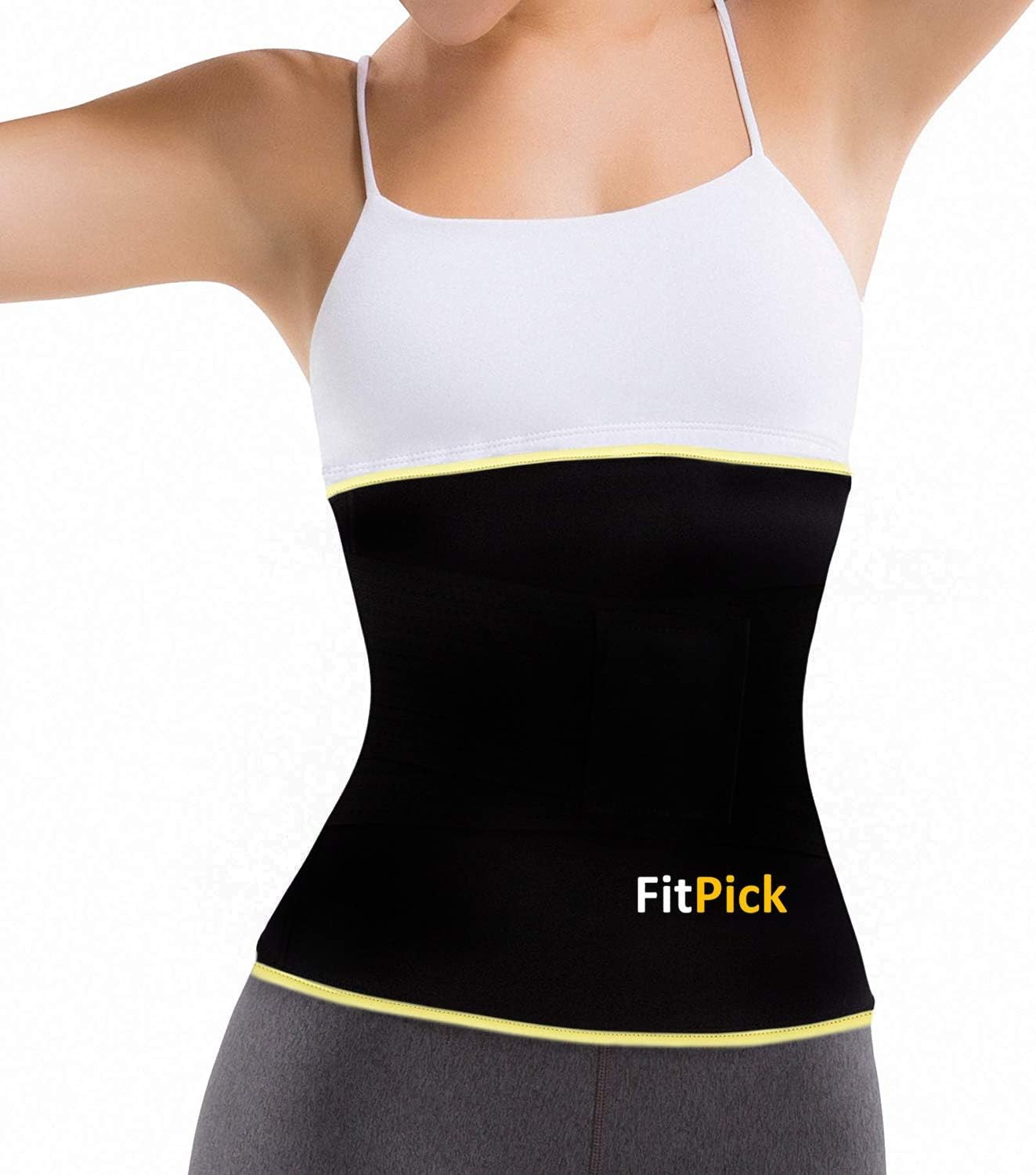 FIT PICK Sweat Slim Hot Shaper Belt for Men and Women/Slimming Fat Burner Waist Trimmer Includes Free - FitPick V3.0 Workout Manual