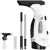 Window Vacuum Squeegee with Extendable Pole 31-40", Electric Cleaner Tool | 2000Pa, with 2200mAh and 150ml Dirty Water Tank, Long Handle Squeegee for Shower Glass, Tiles, Tall Windows(Cream)