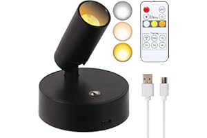 MIOBLUE Spot Lights Indoor with Remote Up Lights Indoor, Wireless Picture Light Battery Operated Spotlights with Timer Dimmable Accent Uplighting Indoor Stick on Wall Light for Artwork,Plant,Potrait,1 Pack