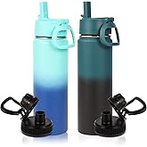 Volhoply 20oz Insulated Stainless Steel Water Bottle With Straw Lid Bulk 2 Pack,Kids Double Wall Vacuum Cups With Handle,Reusable Outdoor Sports Metal Bottles,Travel Flask Keep Cold(Assorted,2)