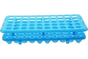 LSVERDE 1 Pcs Plastic Test Tube Rack Holder for 5ml/10ml/15ml Centrifuge Tubes, Detachable,Silicone Pad Tubes 50 Holes with Hole Diameter 18 mm (Deep Blue）