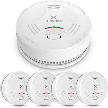 X-Sense Alarma de Humo SD11, Detector Fotoeléctrico de Humo con Alarma de Incendio Inteligente, 10 Años de Duración de la Batería y Chequeo Automático, EN 14604, Certificación CE - 5 Unidades: Amazon.es: