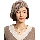Ailaile Cashmere Berets Hats Women Winter Warm Merino Wool Knitted Oversized Beige Beanie