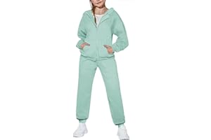 Arshiner Girls 2 Piece Outfits Jogger Sets Zip Up Hoodie Sweatshirts and Sweatpants with Pockets Tracksuits Sweatsuits