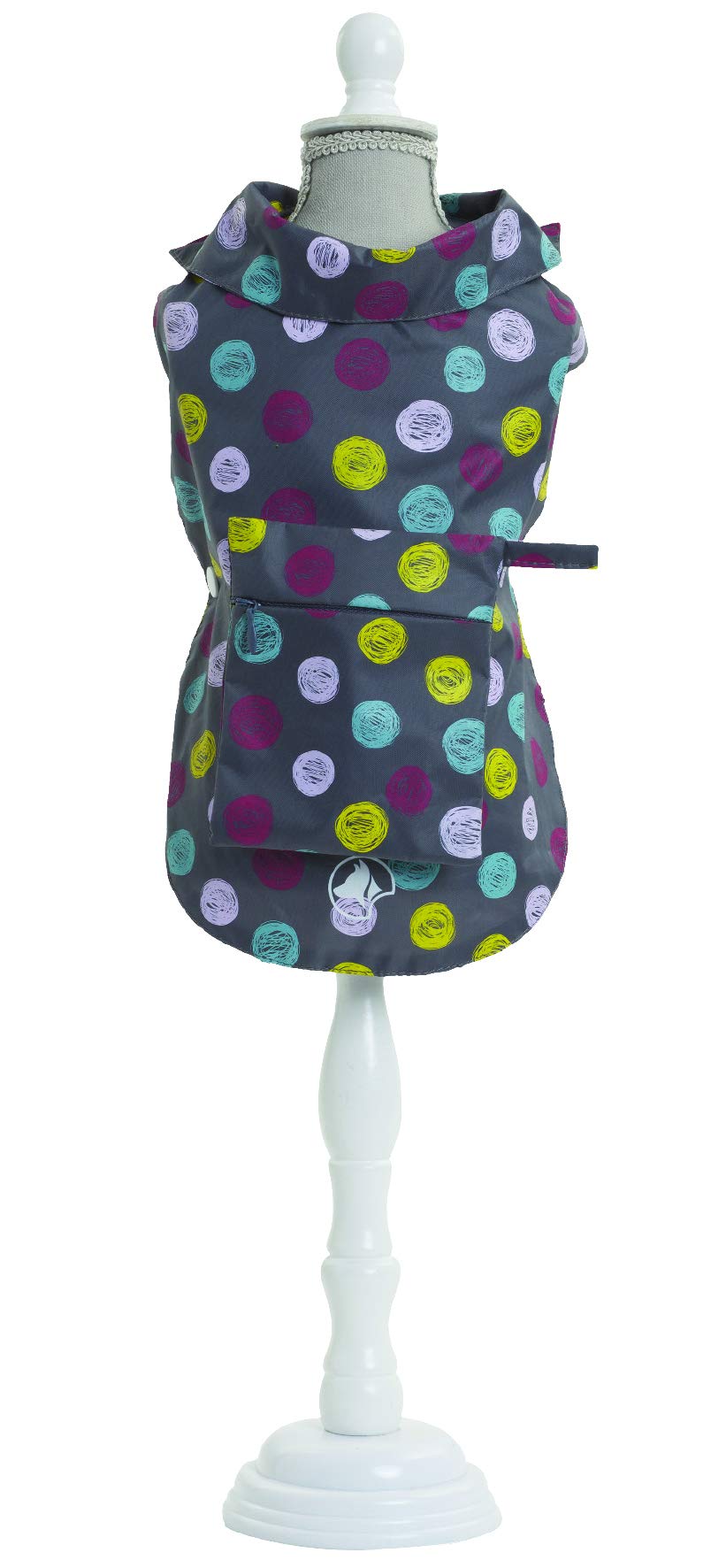 Croci Dog Raincoat Color With Printing In Rainproof Nylon, 30 cm, Grey