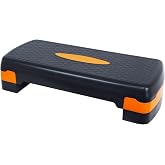 Fitvids Aerobic Step Platform Trainer with Adjustable 2-Level Risers, 400 Pound Weight Capacity &ndash; Non-Slip Exercise Stepper