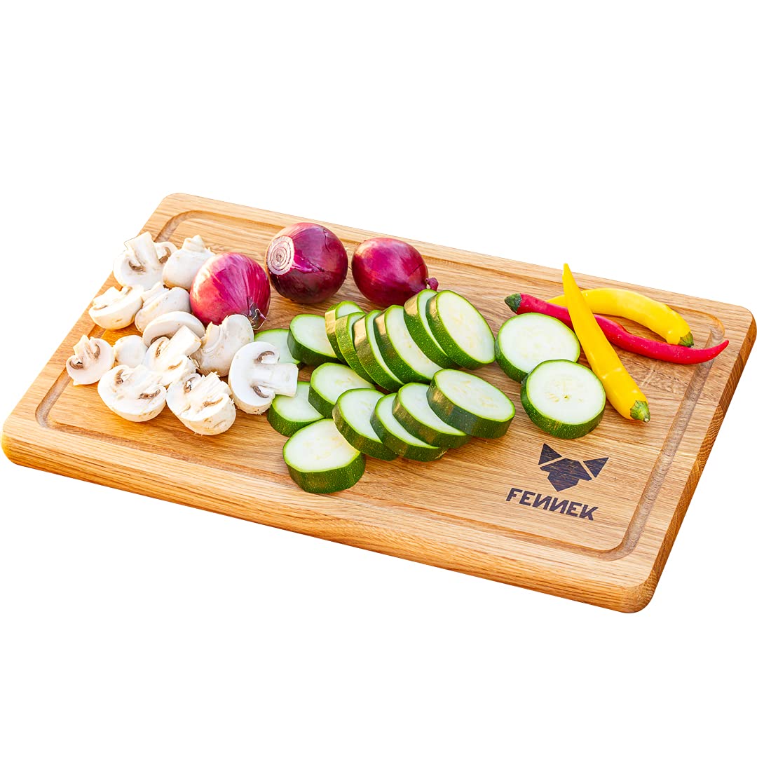 FENNEK Chopping Board, Breakfast Board XL | 40 x 25 cm | Made of Oak | Treated with Linseed Oil | Ideal for Cooking, Grilling and Much More