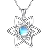 Pextrid 925 Sterling Silver Moonstone Pendant, Cubic Zirconia Moonstone Necklace Jewelry Gift Birthday Gift for Women, with 18"+2" Chain