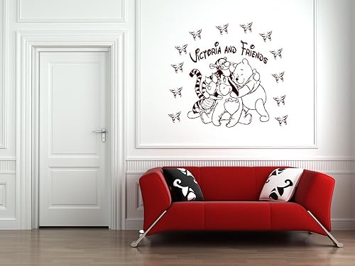 Personalisierte Winnie the Pooh und Freunde Ferkel, Eeyore und Tiger Wandaufkleber für Kinderzimmer, Winnie the Pooh Wandtatt