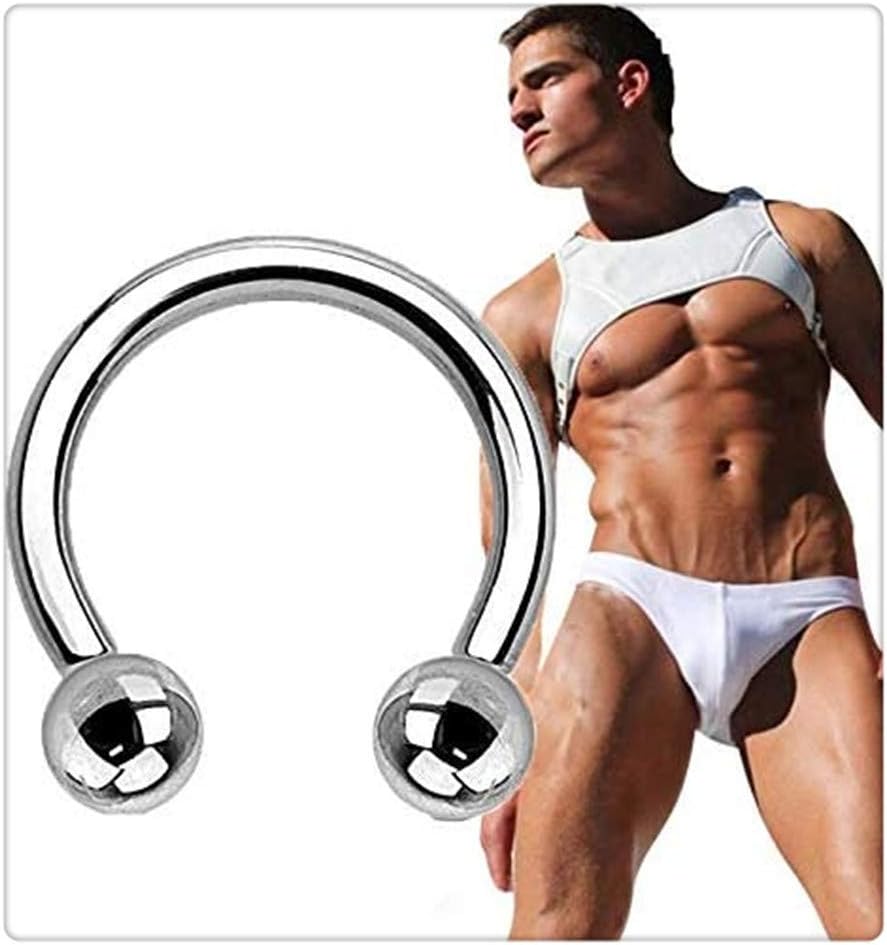 Carinloing 1Pcs Men's Beads ?ings Metal Fitness Band Lock Flexible-delay Ring