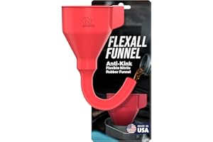 TEC Products FlexAll Anti-Kink Funnel - Long Flexible Funnel with Hose for Automotive Use - Durable Nitrile Rubber - Car Oil Change, Transmission Fluid, Diesel, Gas - Made in USA (9 x 3.95 Inches)