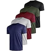 5 Pack Men's Dry Fit Moisture Wicking Performance Tshirts Mesh Quick Dry Active Athletic Crew Tees Short Sleeve