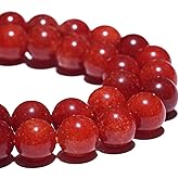 10mm Natural Red Coral Gemstone Beads Polished Round Smooth Stone Beads for Bracelets Jewelry Making 15inch Loose Beads