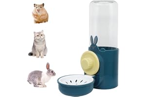WishLotus Rabbit Water Bottle, Detachable Pet Cage Hanging Guinea Pig Water Dispenser 500ml/17.6 oz No Drip Automatic Rabbit Water Dispenser for Rabbits Guinea Pigs Small Animals to Drink Water (Blue)