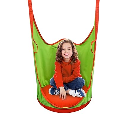 Sorbus Kids Pod Swing Chair Nook - Hanging Seat Hammock Nest for Indoor and Outdoor Use - Great for Children, All Accessories Included (Pod Orange)