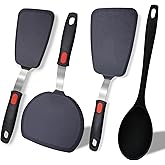 4-Pack Silicone Spatula and Spoon Set, 600°F (315°C) Heat Resistant Kitchen Utensils for Non-Stick Cookware, 3 Flexible Turne