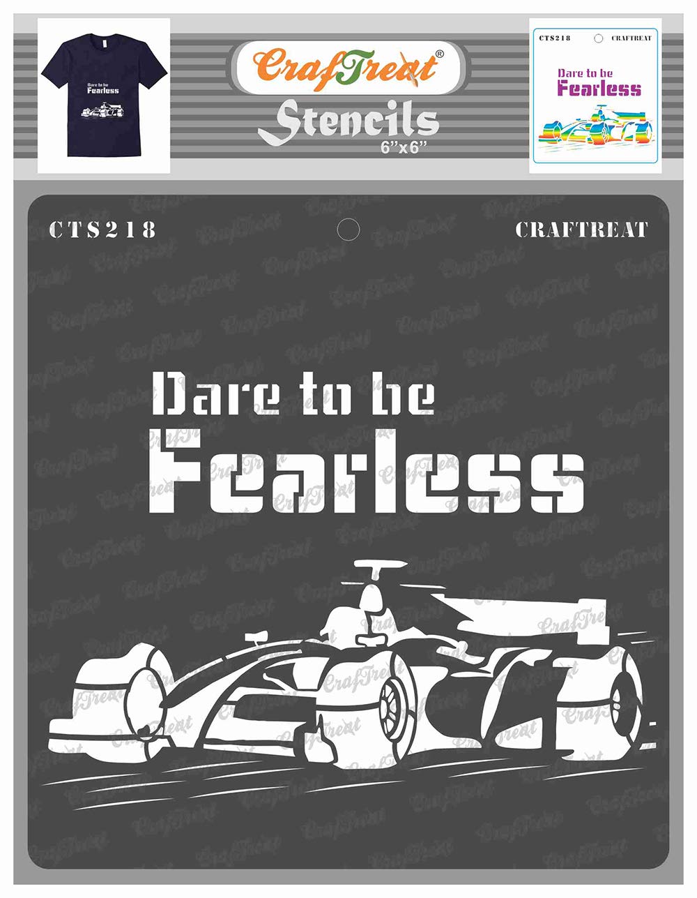 CrafTreat Reusable Car Stencils for Painting on Wood, Canvas, Paper, Fabric, Floor, Wall and Tile - Dare to be Fearless -6x6 Inch - DIY Art and Craft Stencils for Home Decor - Car Stencil