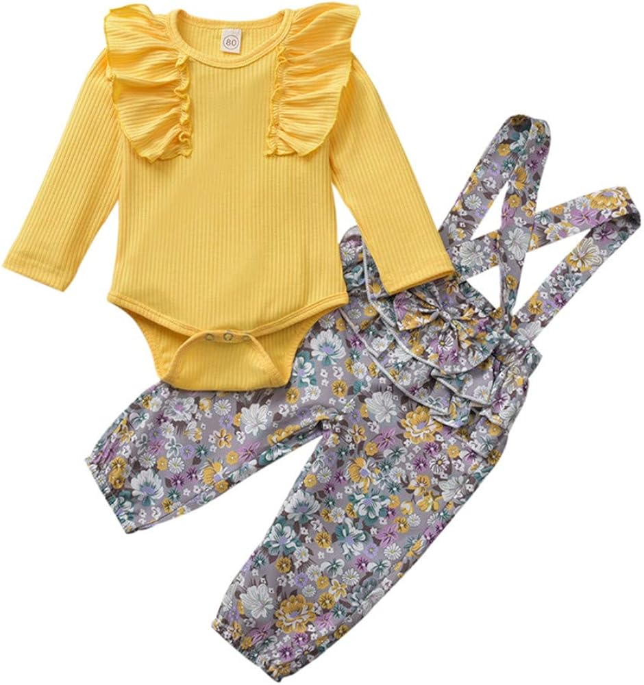 Honykids 3PCS Newborn Baby Girl Romper Jumpsuit Bodysuit +Pants Shorts+Headband Outfit Set